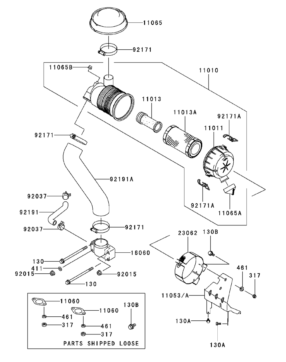 Fh721v As26 Air Filter And Muffler Diagram and Parts List for 53BB5D8X750-25HP-OHV Cub Cadet Lawn Tractor